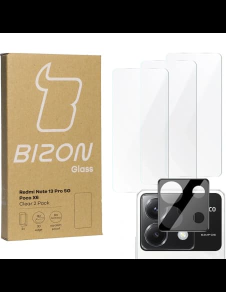 BIZON Clear 3x kijelző üveg + kamera üveg Xiaomi Poco X6 / Redmi Note 13 Pro 5G