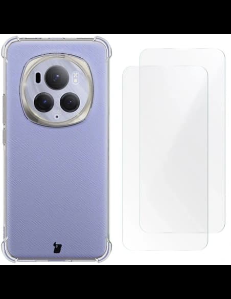Bizon Case Clear Pack tok + 2x kijelzőfólia Honor Magic6 Pro átlátszó