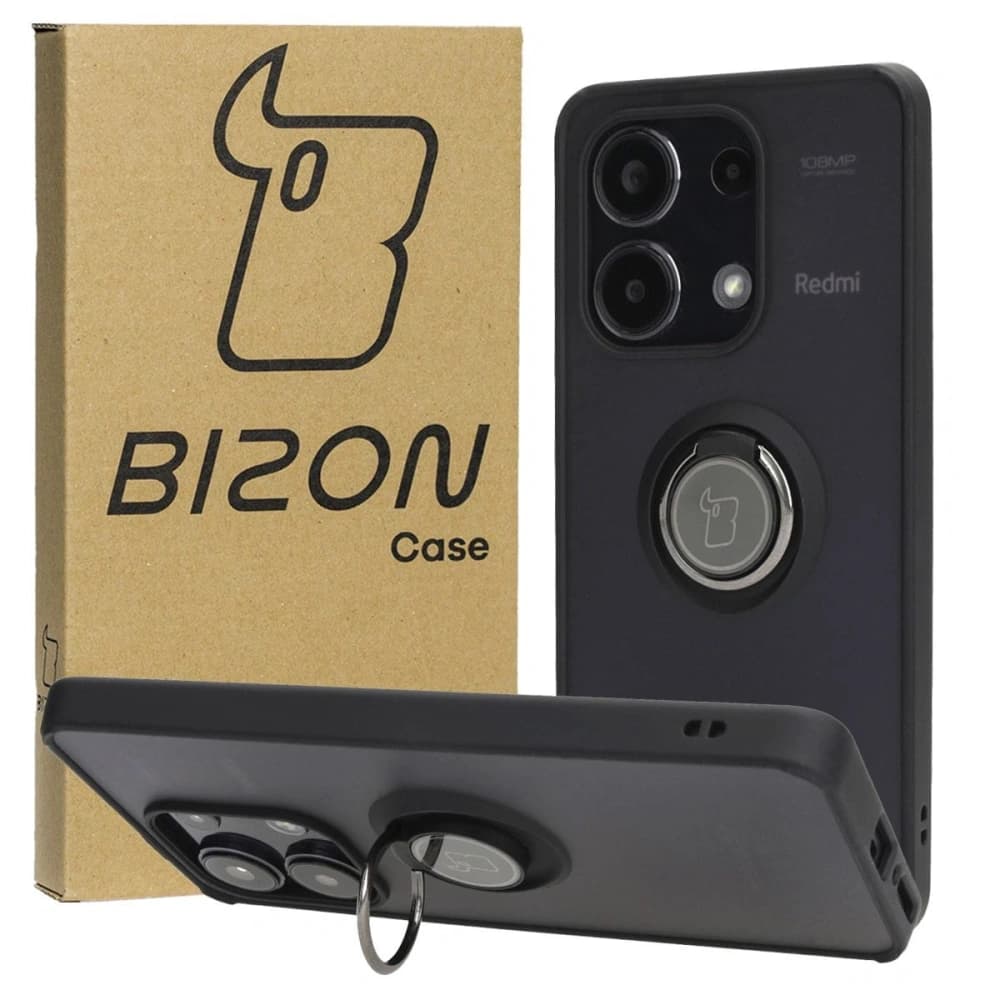 Bizon Case Hybrid Gyűrű Xiaomi Redmi Note 13 4G füstös fekete kerettel - 1