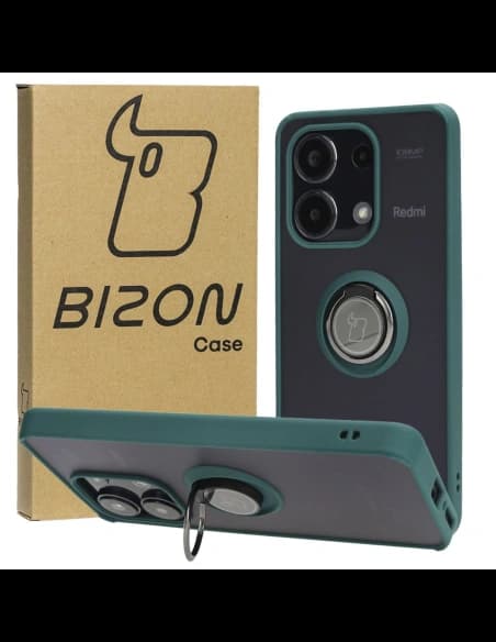 Bizon Case Hybrid Ring Xiaomi Redmi Note 13 4G füstös sötétzöld kerettel