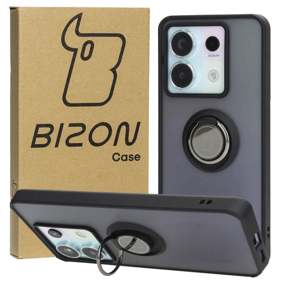 Bizon Case Hybrid Ring Xiaomi Poco X6 / Xiaomi Redmi Note 13 Pro 5G füstös fekete kerettel - 1