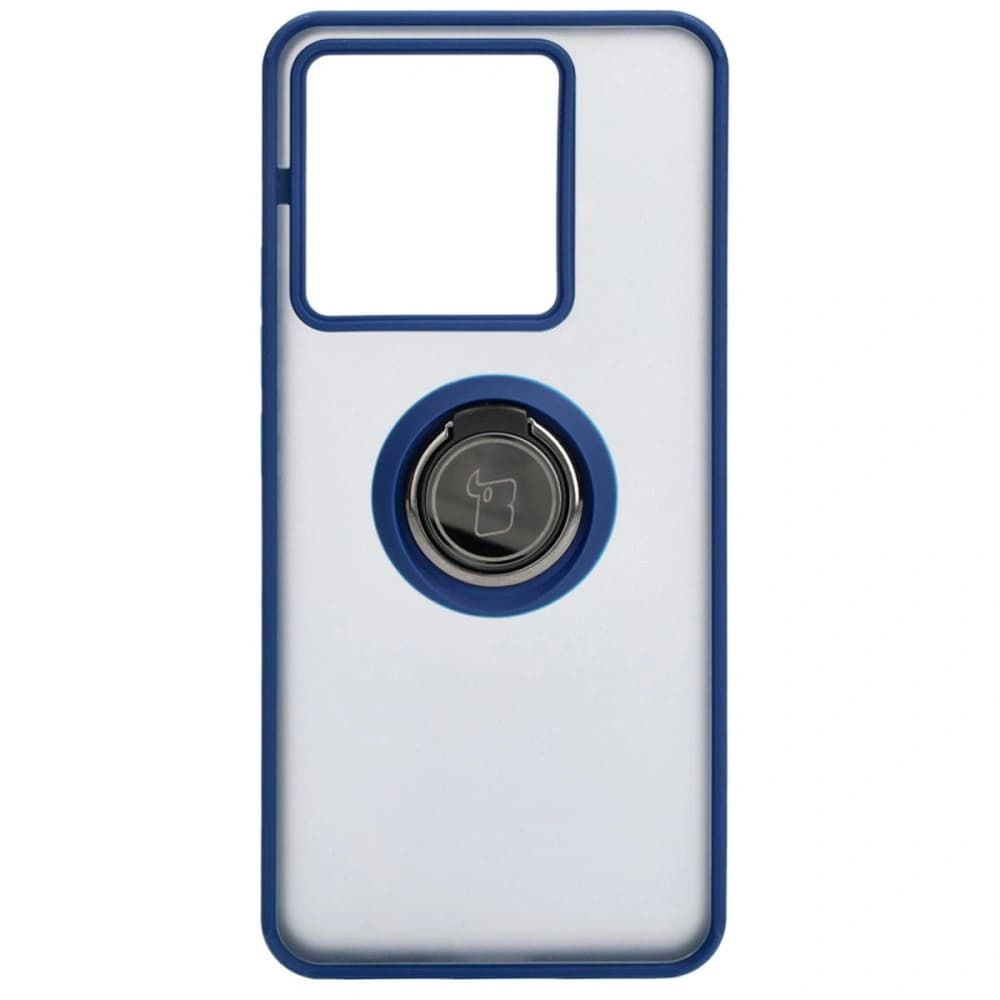 Etui s úchopem na prst Bizon Case Hybrid Ring do Xiaomi Poco X6 / Xiaomi Redmi Note 13 Pro 5G kouřové s modrým rámem - 2