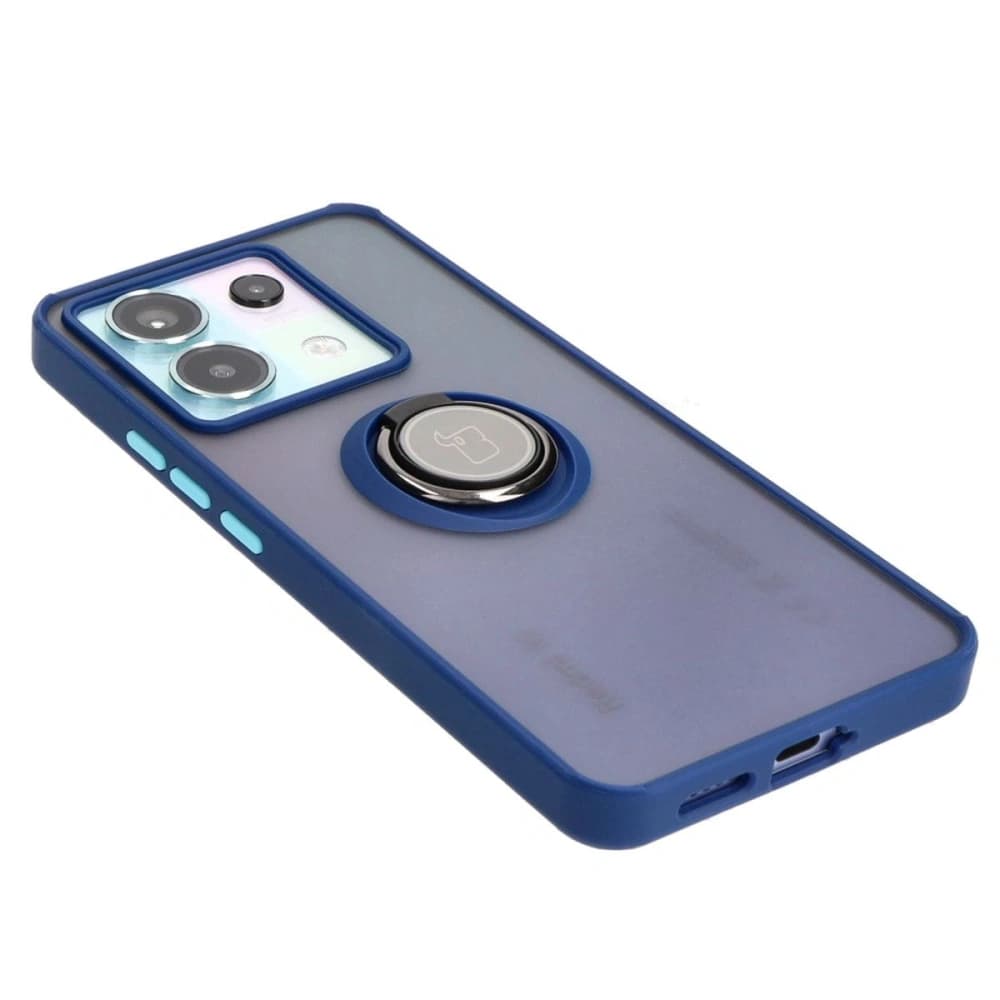 Etui s úchopem na prst Bizon Case Hybrid Ring do Xiaomi Poco X6 / Xiaomi Redmi Note 13 Pro 5G kouřové s modrým rámem - 4