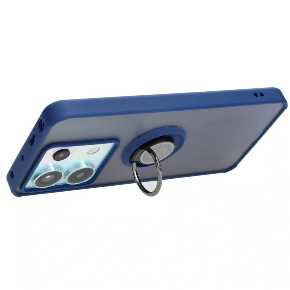 Etui s úchopem na prst Bizon Case Hybrid Ring do Xiaomi Poco X6 / Xiaomi Redmi Note 13 Pro 5G kouřové s modrým rámem - 5