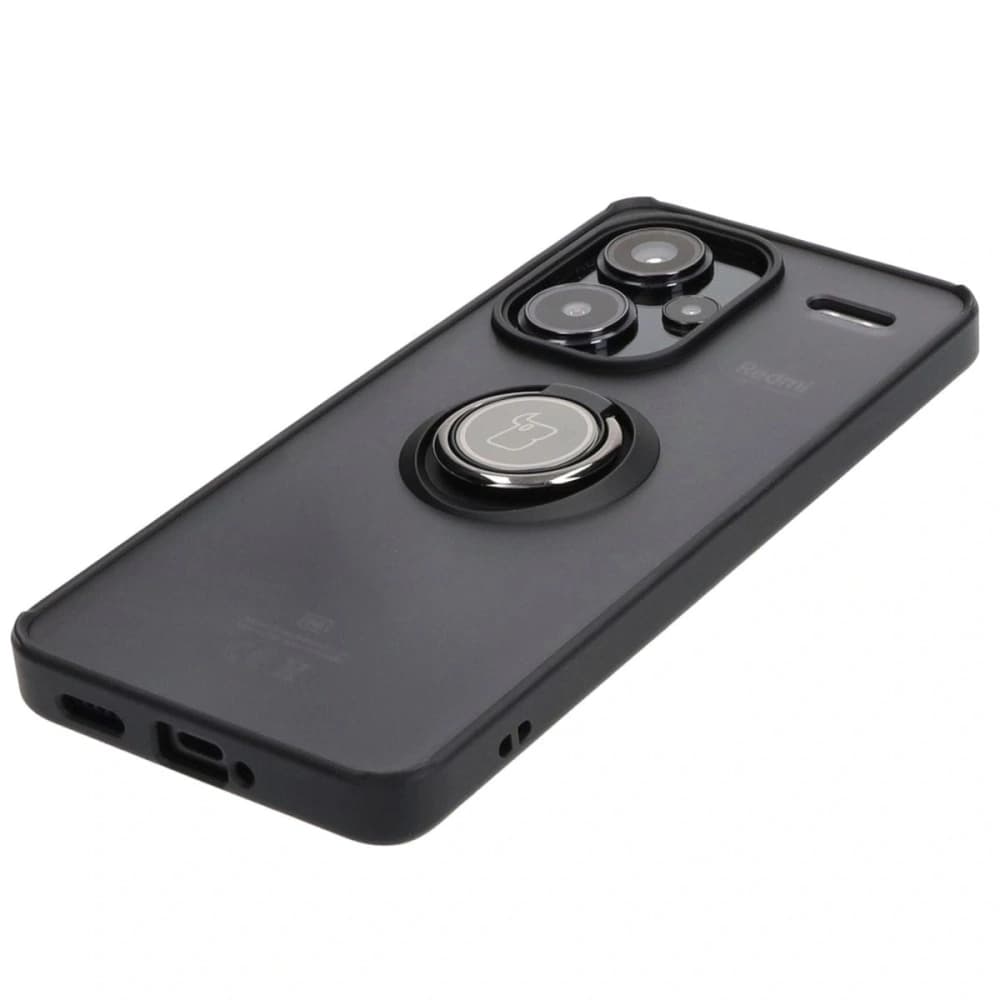 Etui s úchytem na prst Bizon Case Hybrid Ring do Xiaomi Redmi Note 13 Pro+ 5G kouřové s černým rámečkem - 3