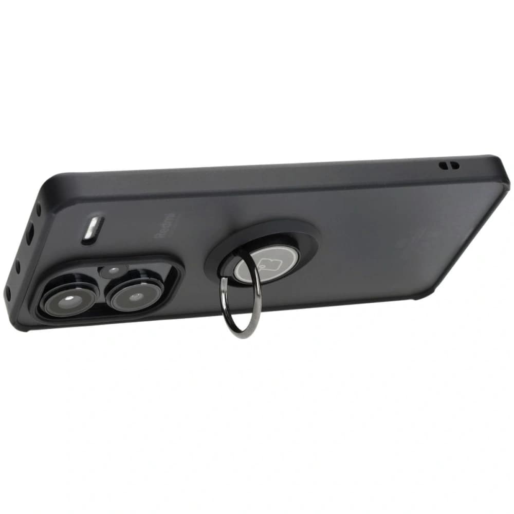 Etui s úchytem na prst Bizon Case Hybrid Ring do Xiaomi Redmi Note 13 Pro+ 5G kouřové s černým rámečkem - 5