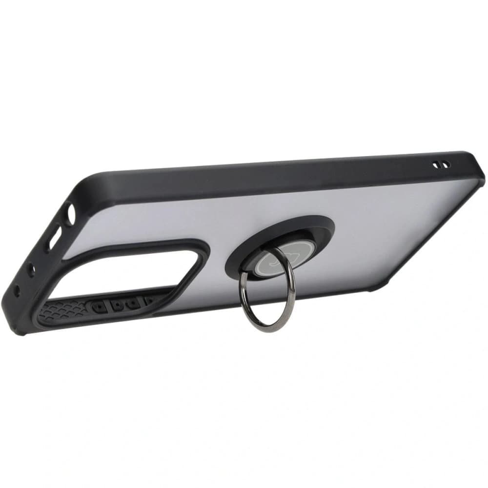 Bizon Case Hybrid Ring Xiaomi Poco M6 Pro 4G / Xiaomi Redmi Note 13 Pro 4G rauchig mit einem schwarzen Rahmen - 5