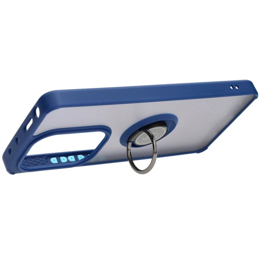 Etui s úchytem na prst Bizon Case Hybrid Ring do Xiaomi Poco M6 Pro 4G / Xiaomi Redmi Note 13 Pro 4G kouřové s modrým rámem - 5