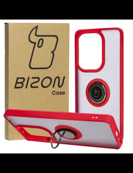 Bizon Case Hybrid Ring Xiaomi Poco M6 Pro 4G / Xiaomi Redmi Note 13 Pro 4G / LTE / 14S smoky with a red frame