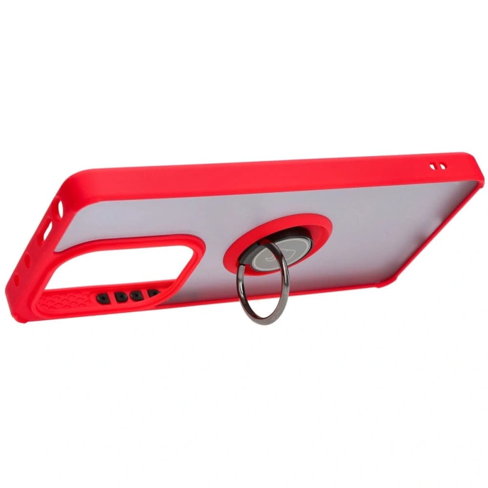 Etui s úchopem na prst Bizon Case Hybrid Ring do Xiaomi Poco M6 Pro 4G / Xiaomi Redmi Note 13 Pro 4G kouřové s červeným rámem - 5