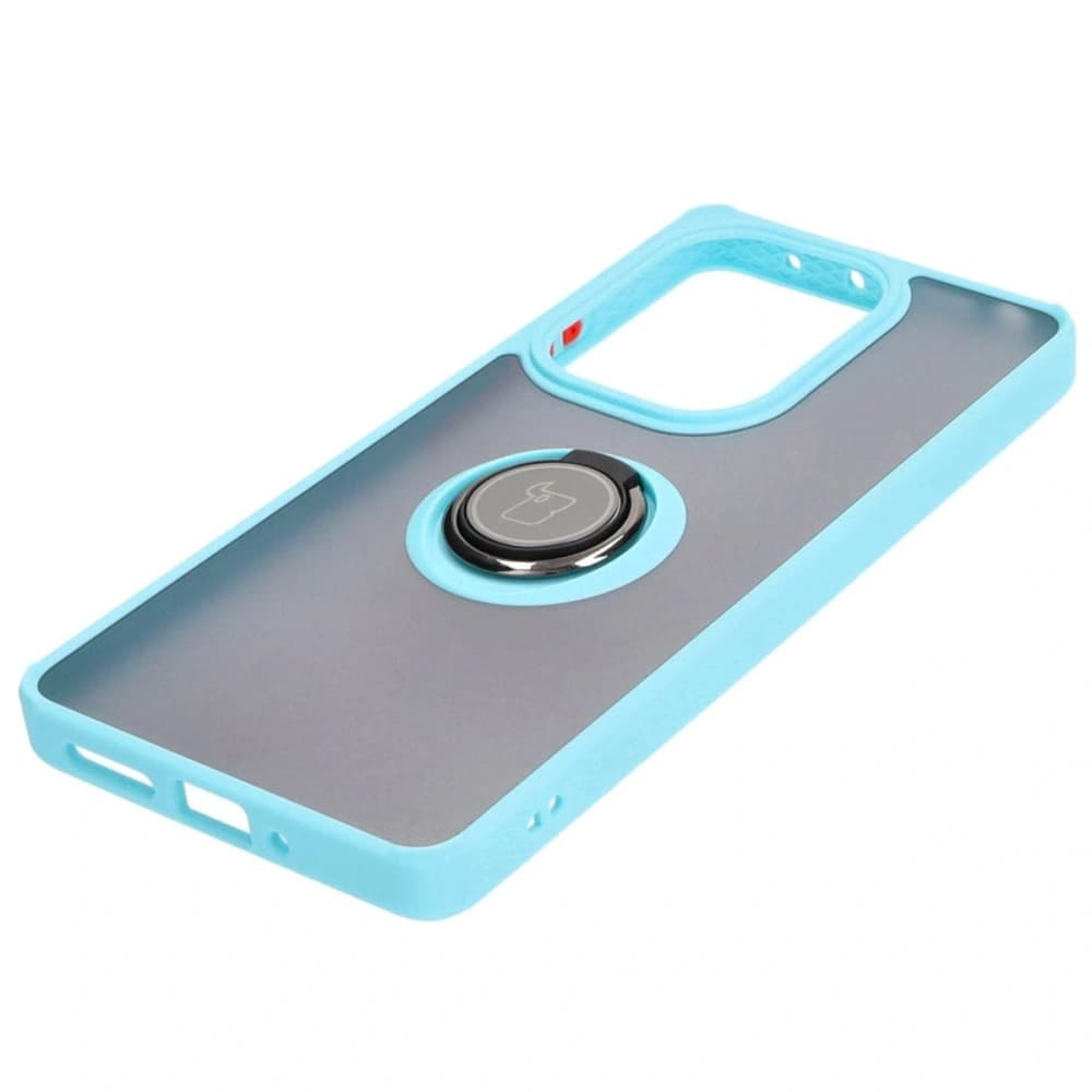 Etui s úchopem na prst Bizon Case Hybrid Ring pro Xiaomi Poco M6 Pro 4G / Xiaomi Redmi Note 13 Pro 4G kouřové s jasně modrým rámečkem - 3