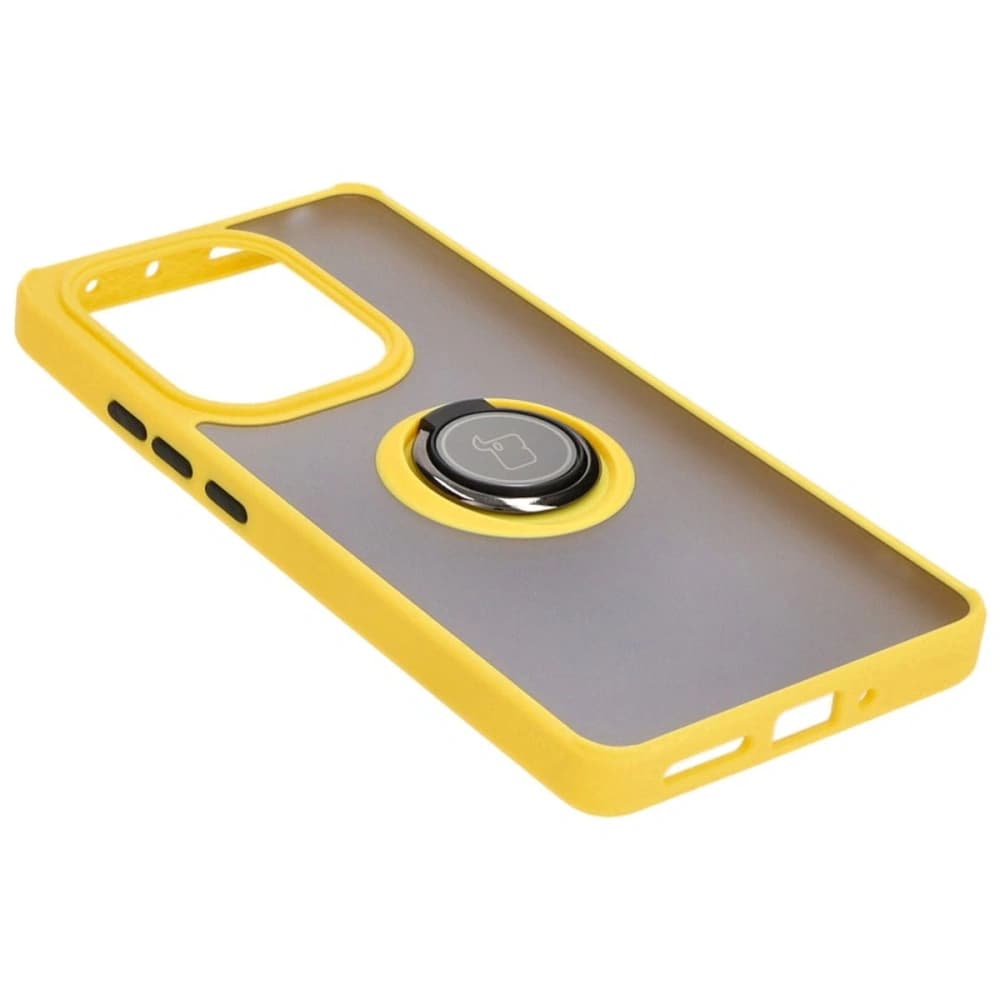 Bizon Case Hybrid Ring Xiaomi Poco M6 Pro 4G / Xiaomi Redmi Note 13 Pro 4G rauchig mit einem gelben Rahmen - 4