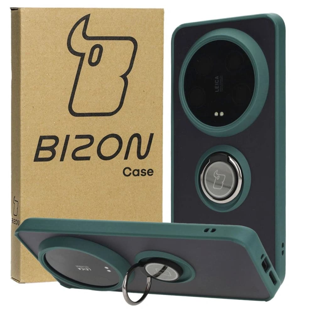 Bizon Case Hybrid Ring Xiaomi 14 Ultra füstös sötétzöld kerettel - 1