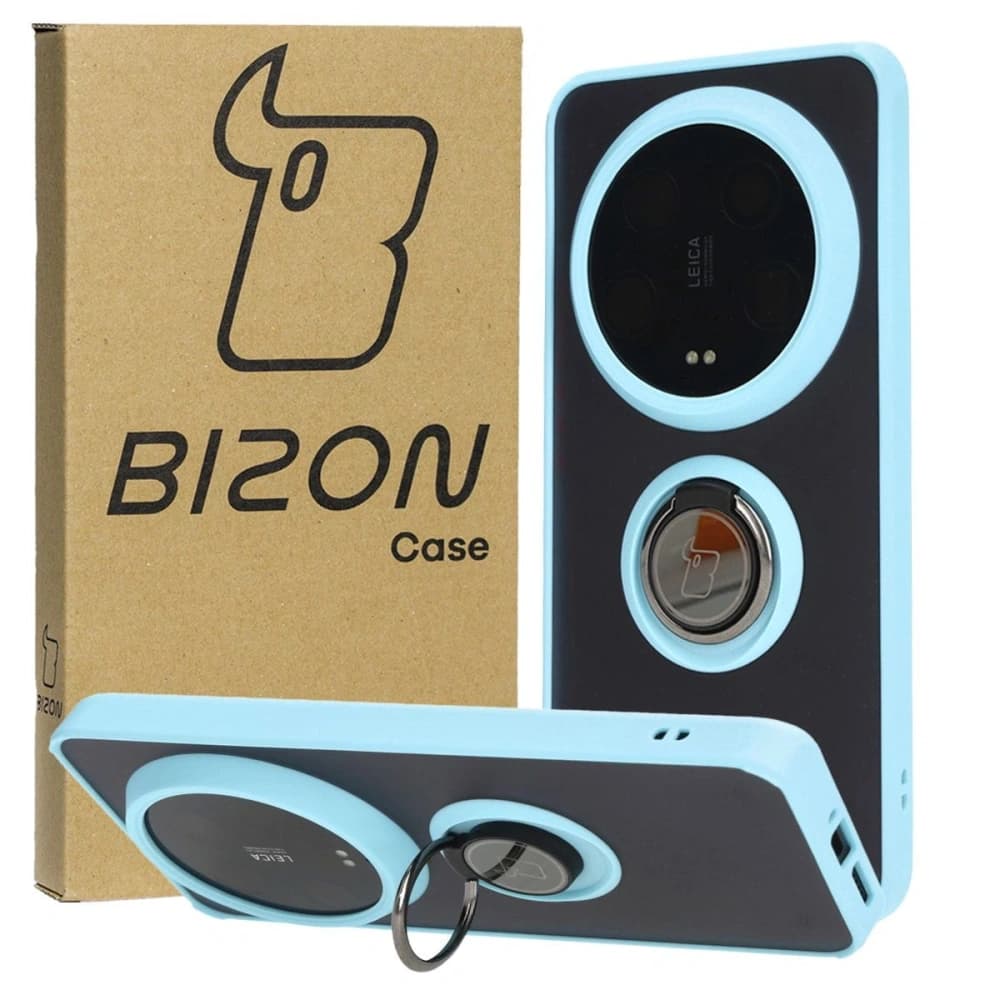Bizon Case Hybrid Ring Xiaomi 14 Ultra füstös, világoskék kerettel - 1