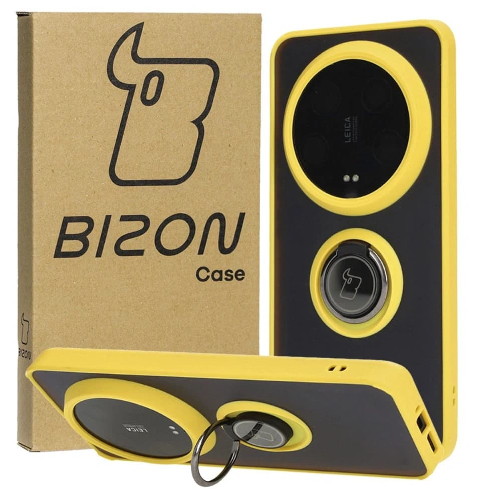Bizon Case Hybrid Ring Xiaomi 14 Ultra füstös sárga kerettel - 1