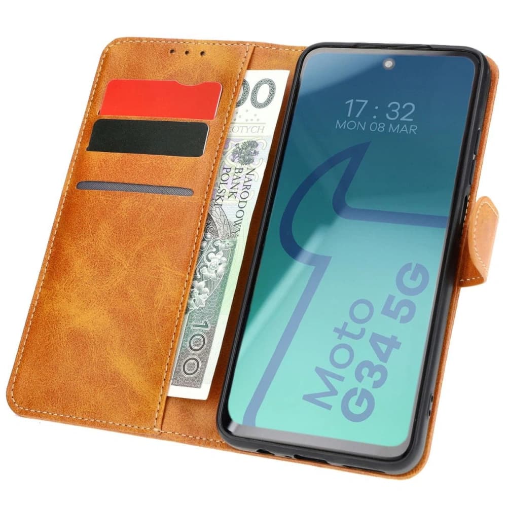 Bizon Case Pocket Motorola Moto G34 5G barna - 1