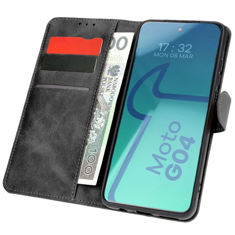 Etui z klapką Bizon Case Pocket do Motorola Moto G04 / G24 černé - 1