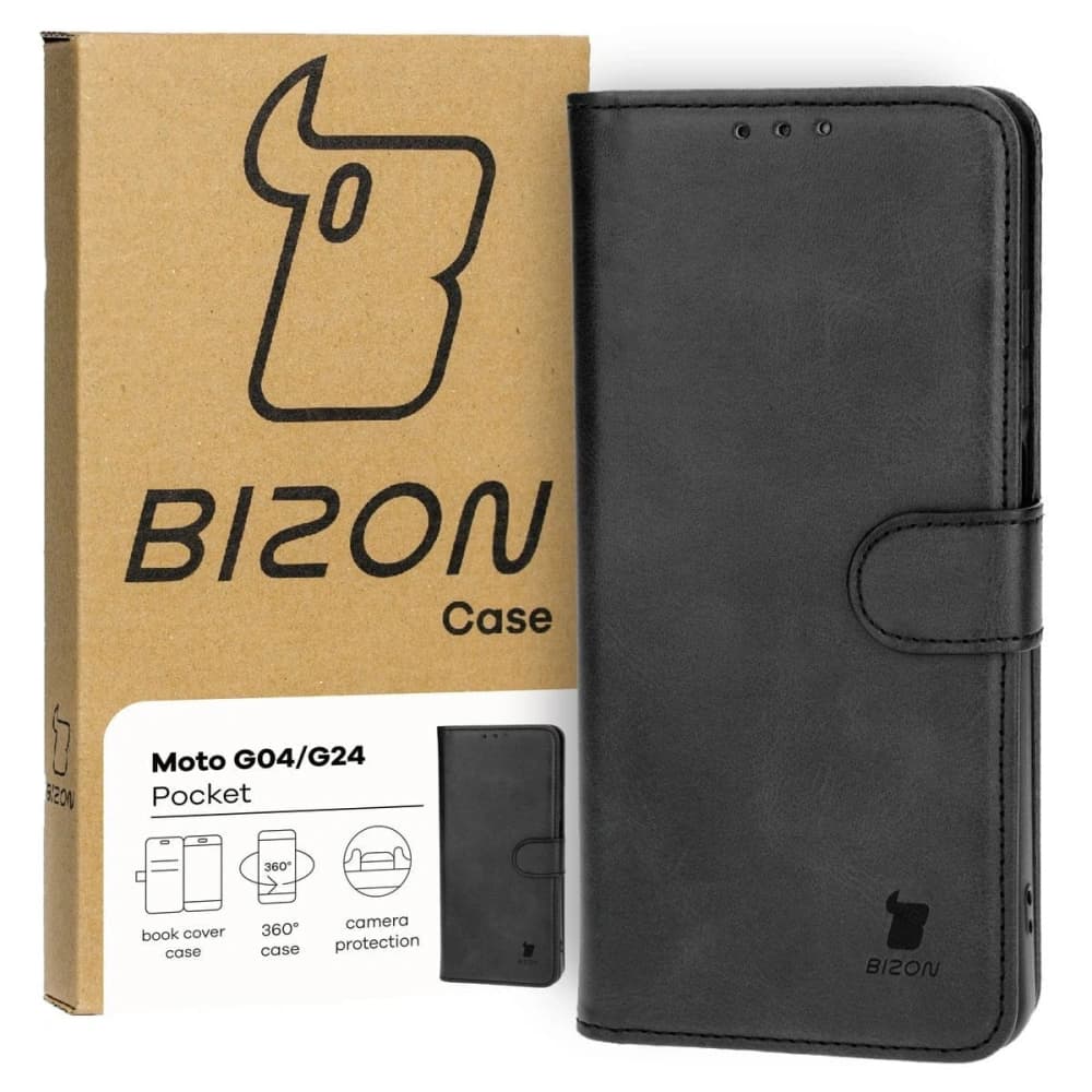 Etui z klapką Bizon Case Pocket do Motorola Moto G04 / G24 černé - 2