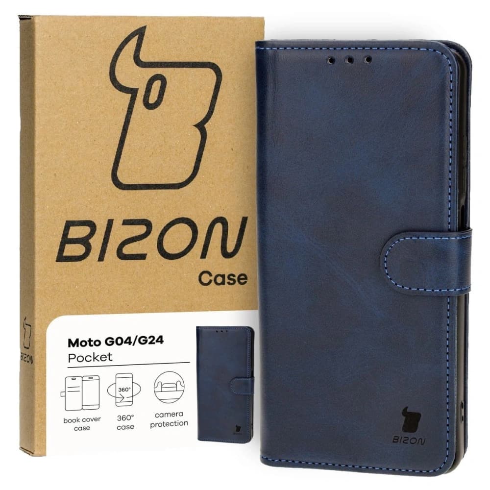 Bizon Case Pocket Motorola Moto G04 / G24 albastru închis - 2