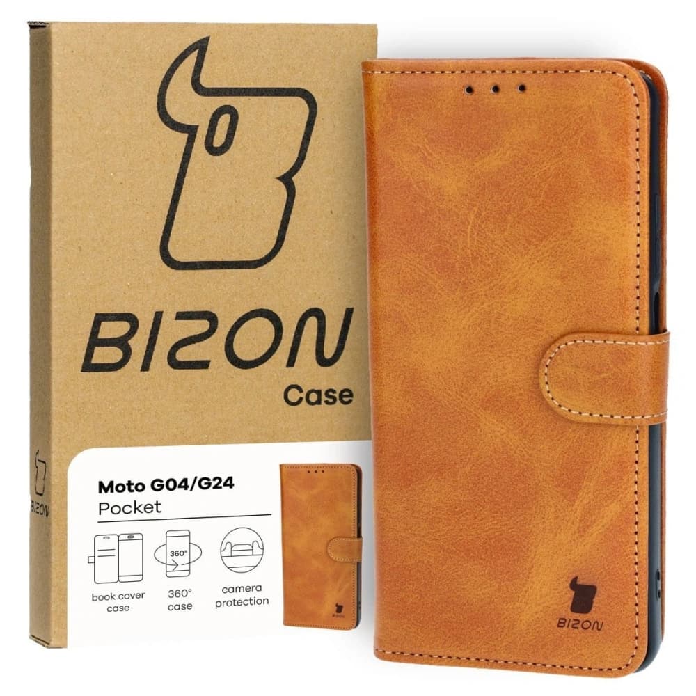 Bizon tok zseb Motorola Moto G04 / G24 barna - 2