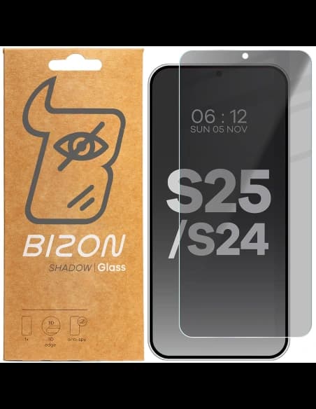 Prywatyzujące szkło hartowane Bizon Glass Clear Shadow do Samsung Galaxy S25 / S24 przyciemniane