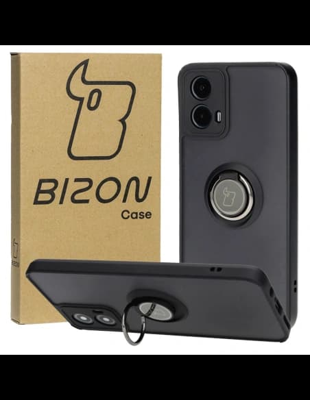 Bizon Case Hybrid Ring Motorola Moto G34 5G füstös fekete kerettel