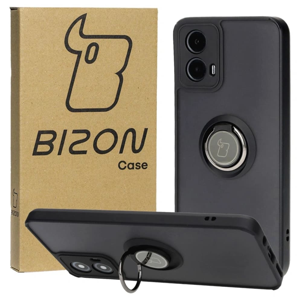 Bizon Case Hybrid Ring Motorola Moto G34 5G rauchig mit einem schwarzen Rahmen - 1
