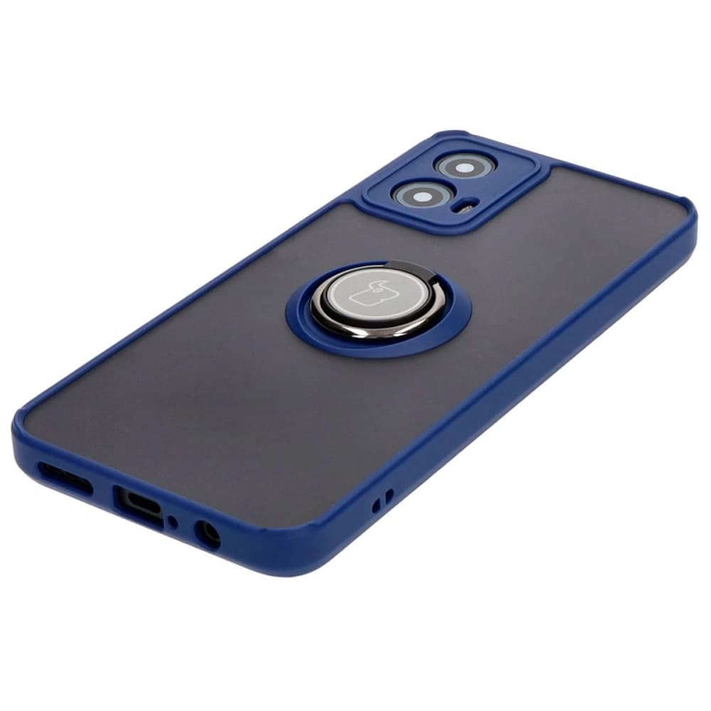 Bizon Case Hybrid Ring Motorola Moto G34 5G füstös színben, sötétkék kerettel - 3