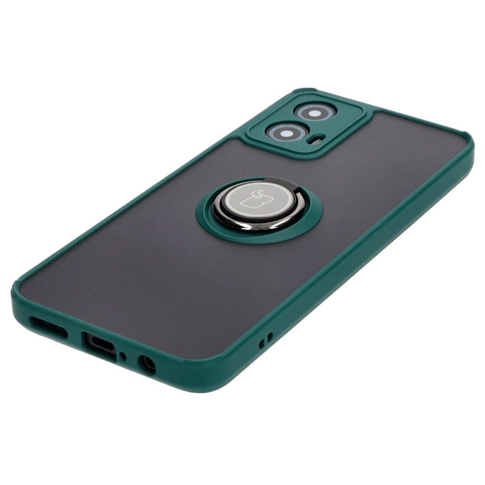 Bizon Case Hybrid Ring Motorola Moto G34 5G smoky with a dark green frame - 3