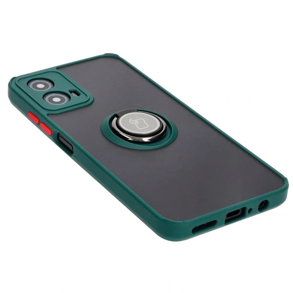 Bizon Case Hybrid Ring Motorola Moto G34 5G smoky with a dark green frame - 4