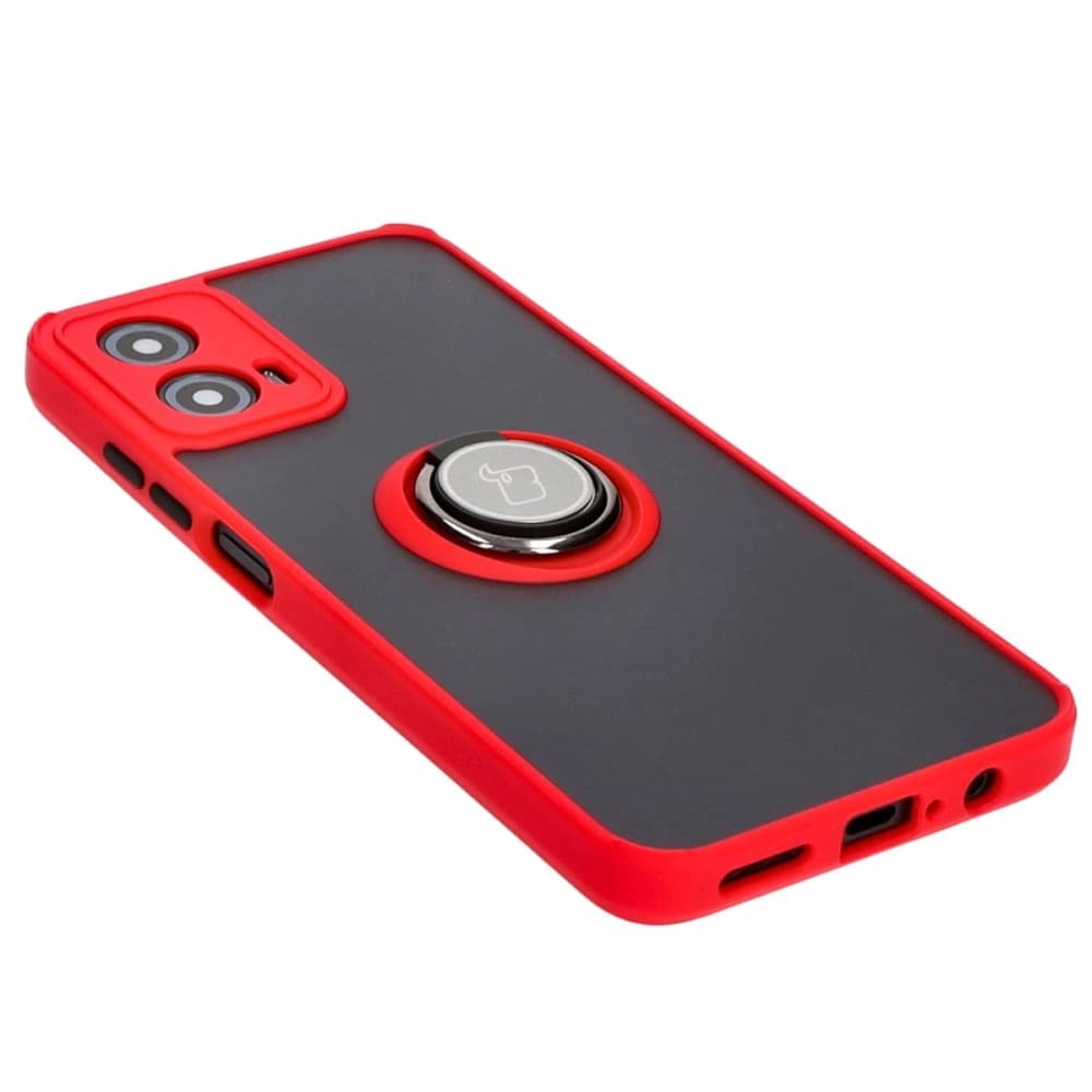 Bizon Case Hybrid Ring Motorola Moto G34 5G rauchig mit einem roten Rahmen - 4