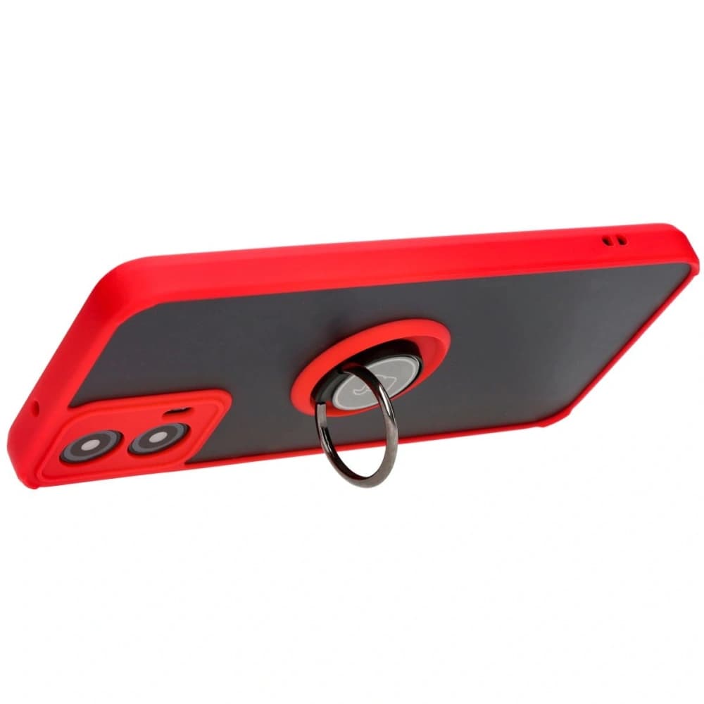 Bizon Case Hybrid Ring Motorola Moto G34 5G rauchig mit einem roten Rahmen - 5