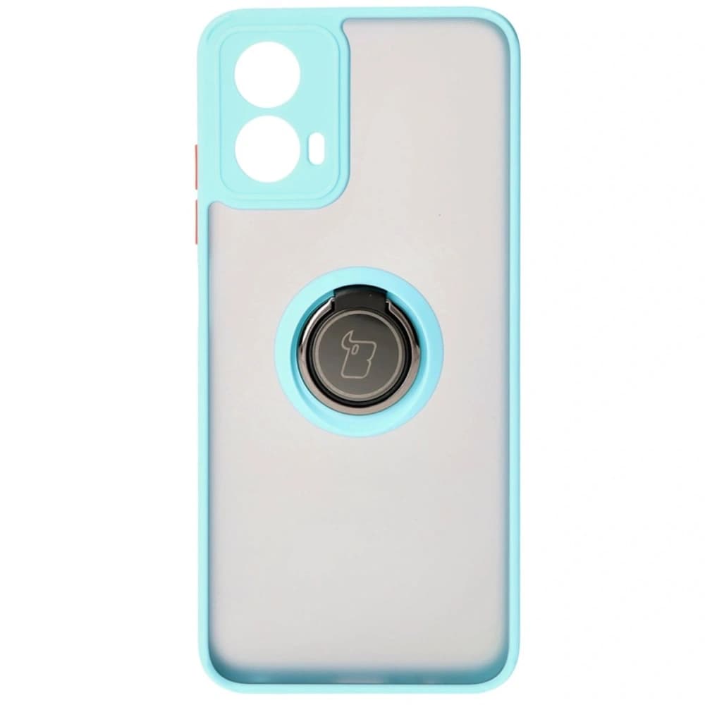 Bizon Case Hybrid Ring Motorola Moto G34 5G rauchig mit einem hellblauen Rahmen - 2