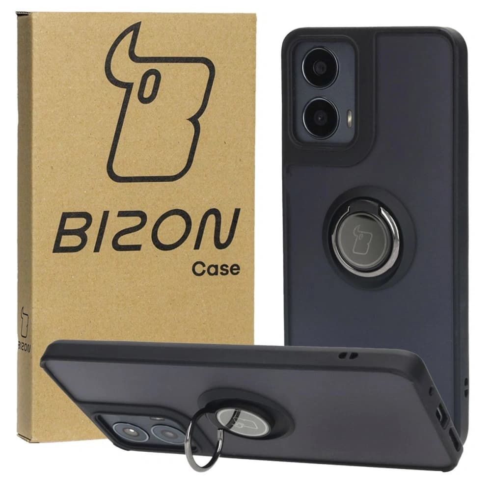 Bizon Case Hybrid Ring Motorola Moto G04 / G24 / G24 Power smoky with a black frame - 1