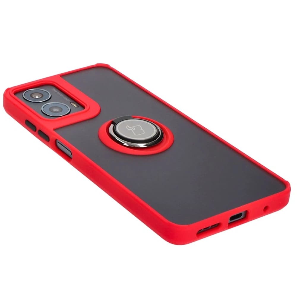 Bizon Case Hybrid Ring Motorola Moto G04 / G24 / G24 Power fumuriu cu o ramă roșie - 4