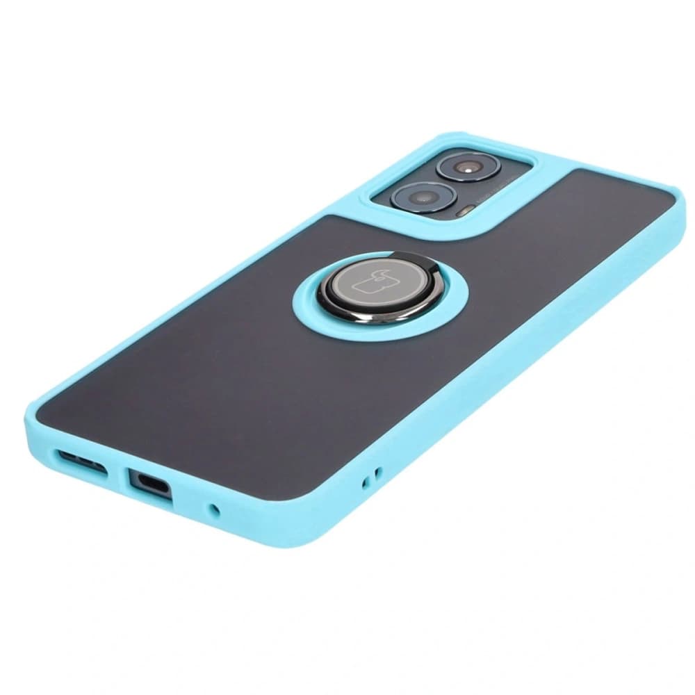 Bizon Case Hybrid Ring Motorola Moto G04 / G24 / G24 Power fumuriu cu un cadru albastru deschis - 3