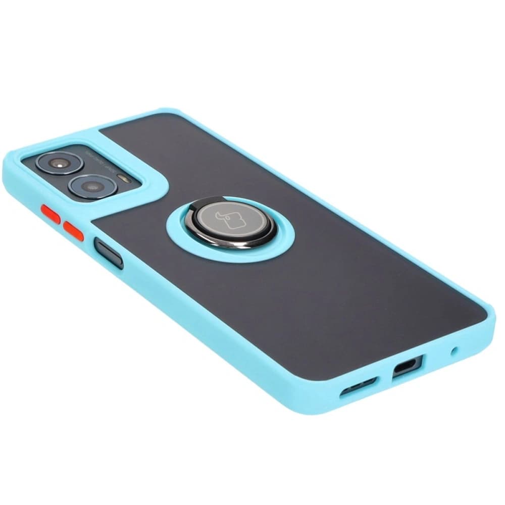 Bizon Case Hybrid Ring Motorola Moto G04 / G24 / G24 Power fumuriu cu un cadru albastru deschis - 4