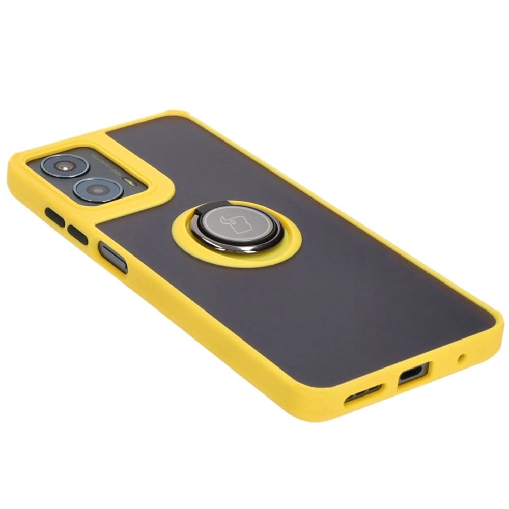 Bizon Case Hybrid Ring Motorola Moto G04 / G24 / G24 Power rauchig mit einem gelben Rahmen - 4