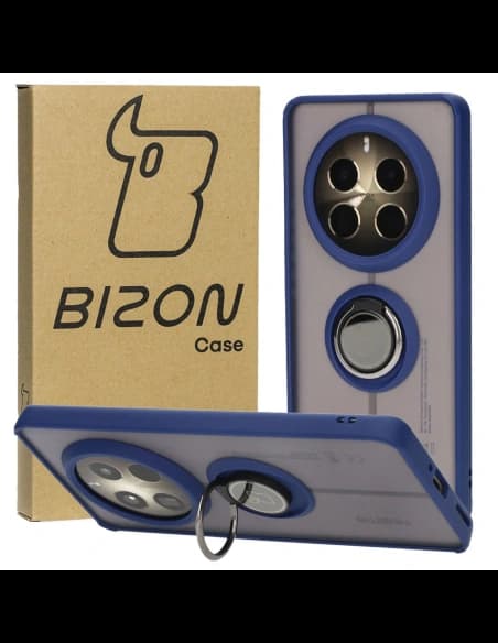 Bizon Case Hybrid Ring Realme 12 Pro / 12 Pro+ rauchig mit einem marineblauen Rahmen