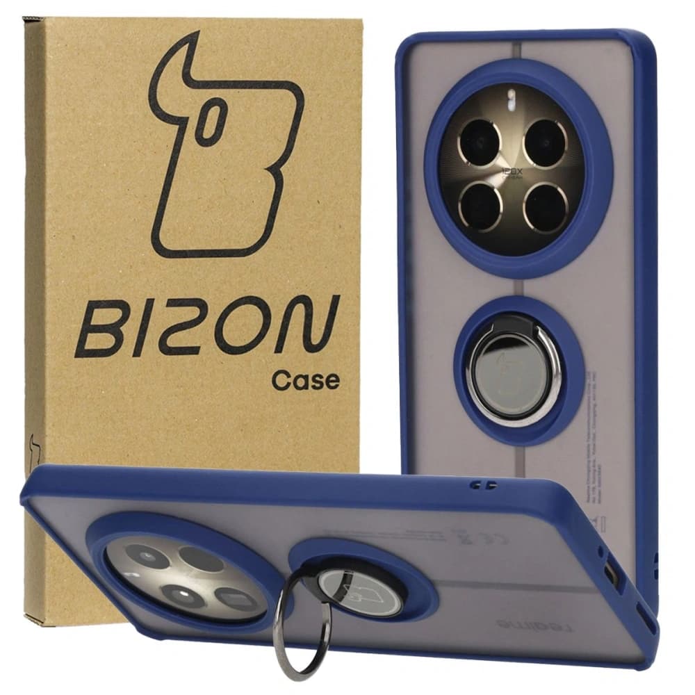Bizon Case Hybrid Ring Realme 12 Pro / 12 Pro+ rauchig mit einem marineblauen Rahmen - 1