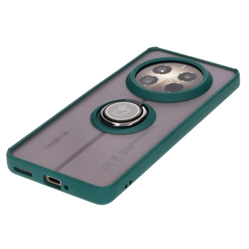 Bizon Case Hybrid Ring Realme 12 Pro / 12 Pro+ rauchig mit einem dunkelgrünen Rahmen - 3