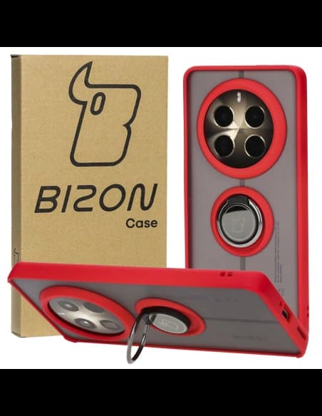 Bizon Case Hybrid Ring Realme 12 Pro / 12 Pro+ rauchig mit einem roten Rahmen.