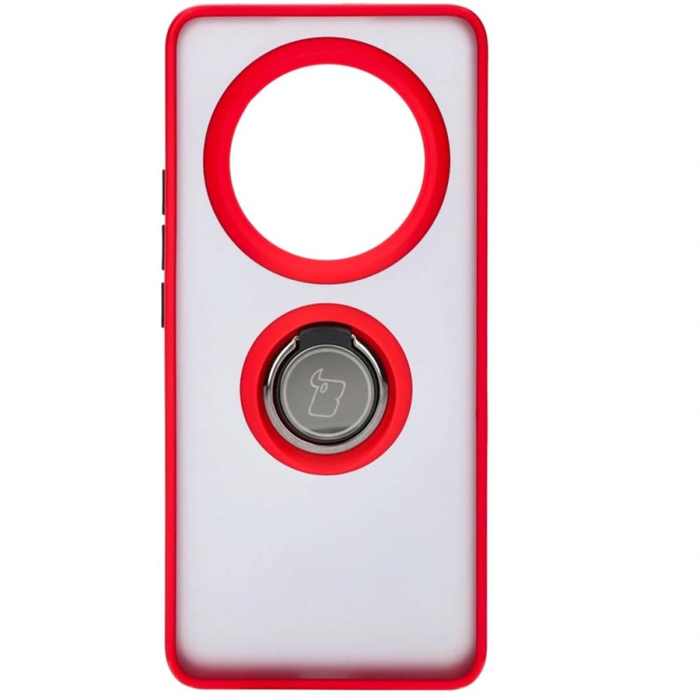 Etui s úchopem na prst Bizon Case Hybrid Ring pro Realme 12 Pro / 12 Pro+ kouřové s červeným rámečkem - 2