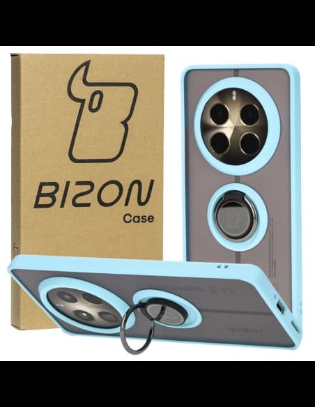 Bizon Case Hybrid Ring Realme 12 Pro / 12 Pro+ rauchig mit einem hellblauen Rahmen