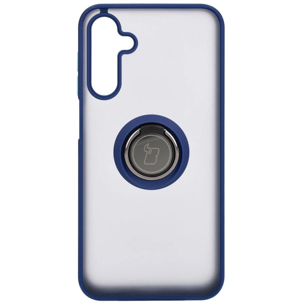 Etui s úchopem na prst Bizon Case Hybrid Ring pro Samsung Galaxy M15 5G kouřové s modrým rámečkem - 2