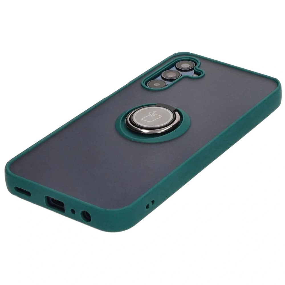 Bizon Case Hybrid Ring Samsung Galaxy M15 5G rauchig mit einem dunkelgrünen Rahmen - 3