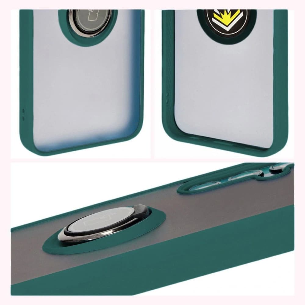 Bizon Case Hybrid Ring Samsung Galaxy M15 5G rauchig mit einem dunkelgrünen Rahmen - 6