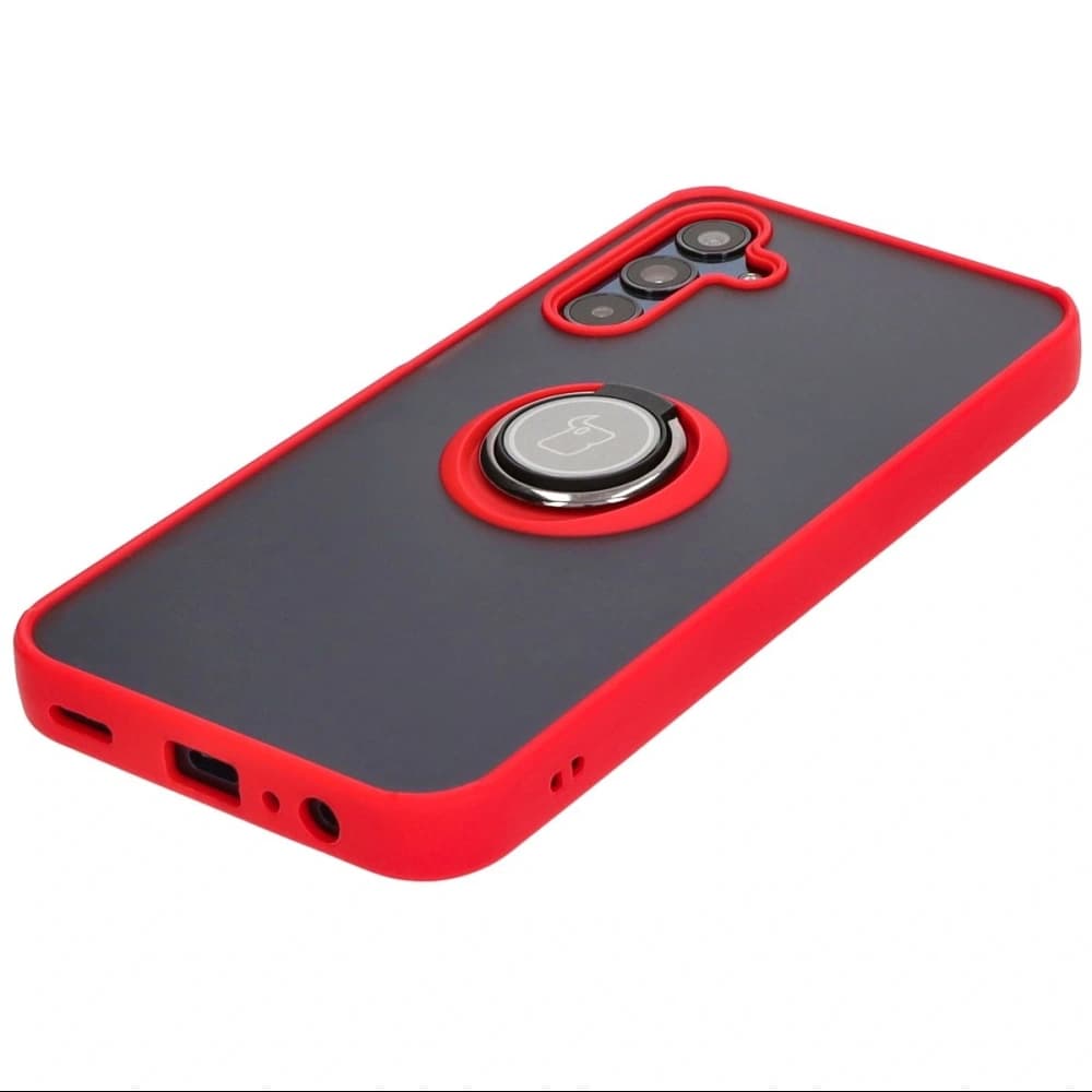 Bizon Case Hybrid Ring Samsung Galaxy M15 5G rauchig mit einem roten Rahmen - 3