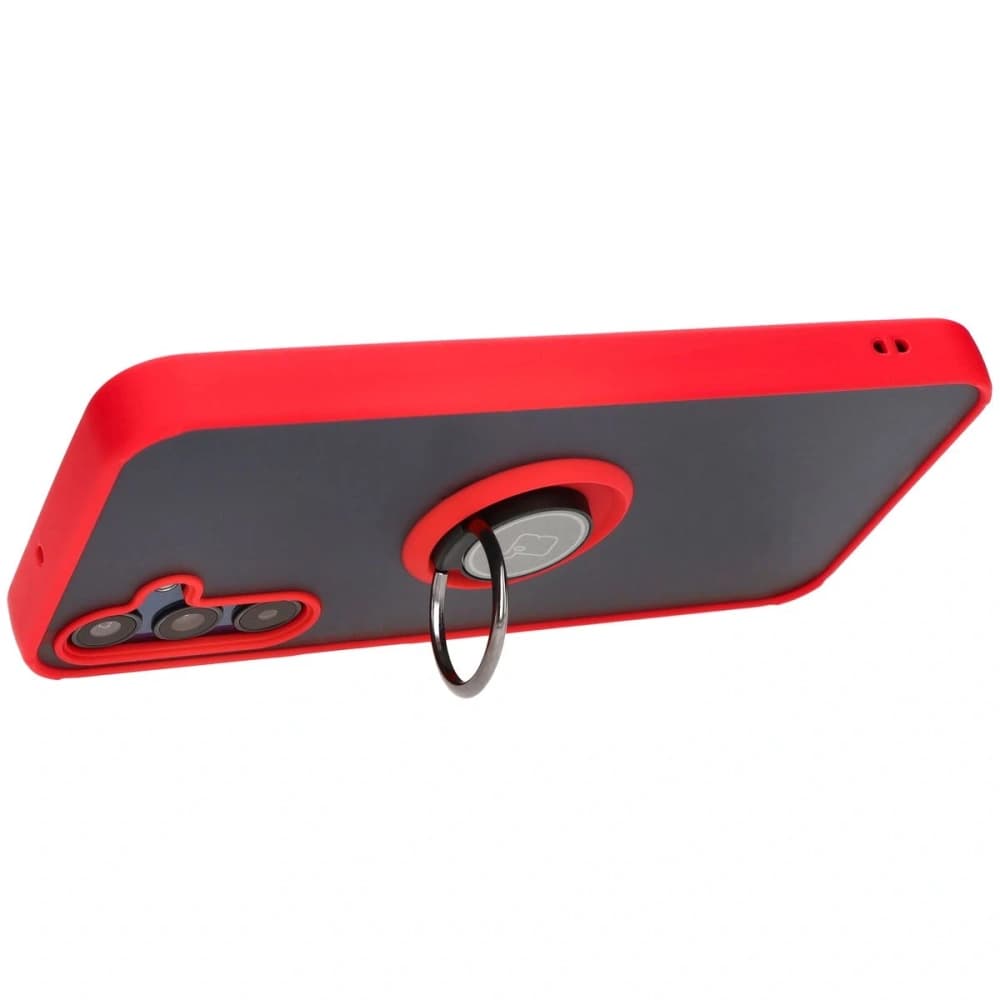 Bizon Case Hybrid Ring Samsung Galaxy M15 5G rauchig mit einem roten Rahmen - 5