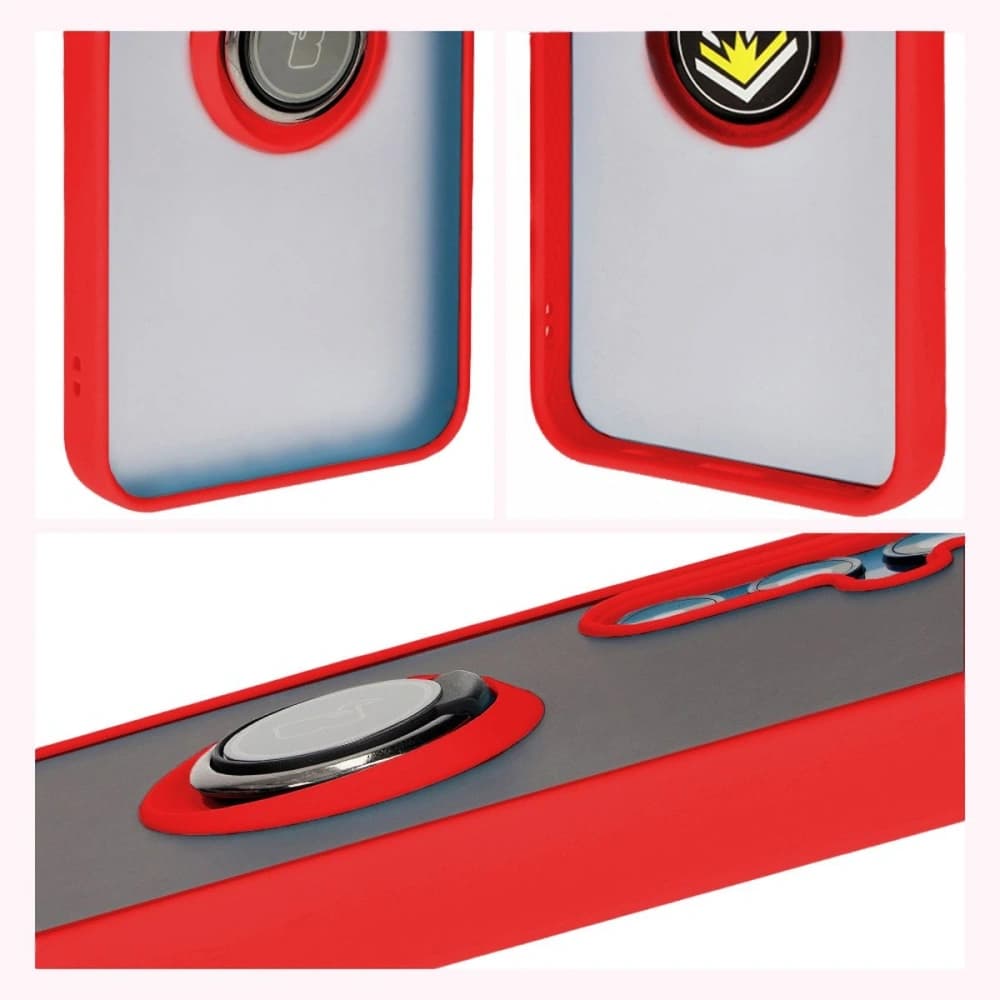 Bizon Case Hybrid Ring Samsung Galaxy M15 5G rauchig mit einem roten Rahmen - 6